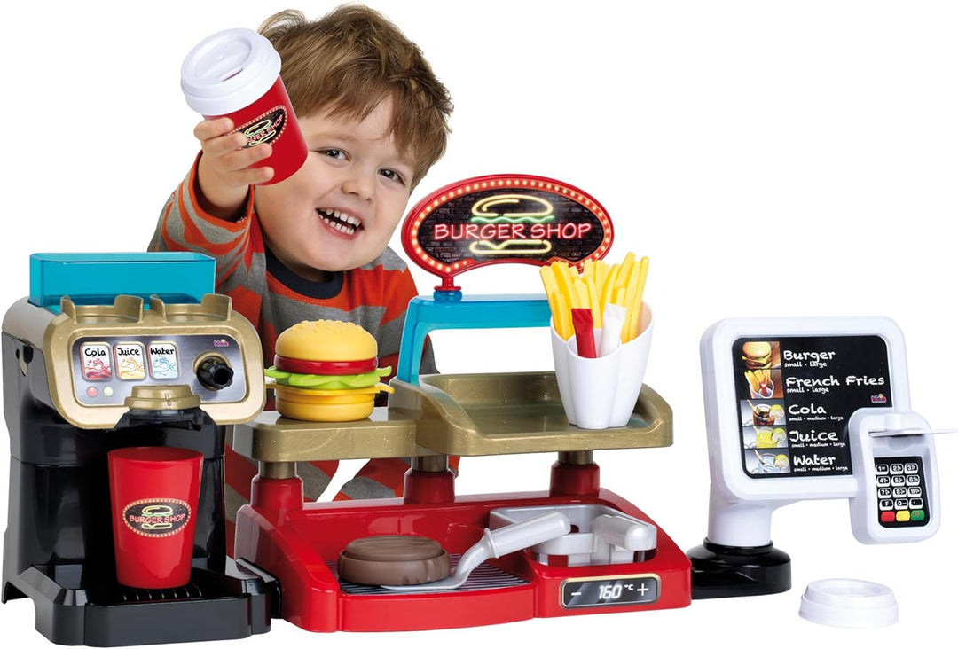 Theo Klein 7310 Burger Shop I Burger mit Stecksystem I Zubehör I EC-Karte und Lesegerät mit Sound I