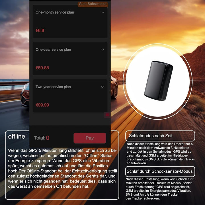GPS Tracker Car Without Subscription - 90 Days Standby, 5 Second Position Update, 4200 mAh Battery,