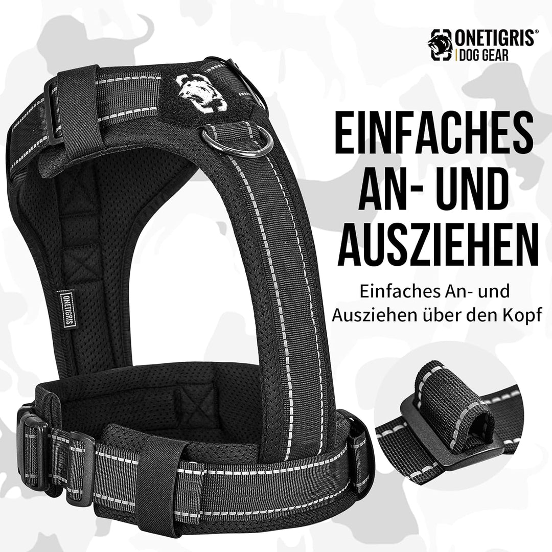 OneTigris Hundegeschirr, Diesel Einstellbar Taktisches Geschirr Weich Gepolstert Brustgeschirr für m