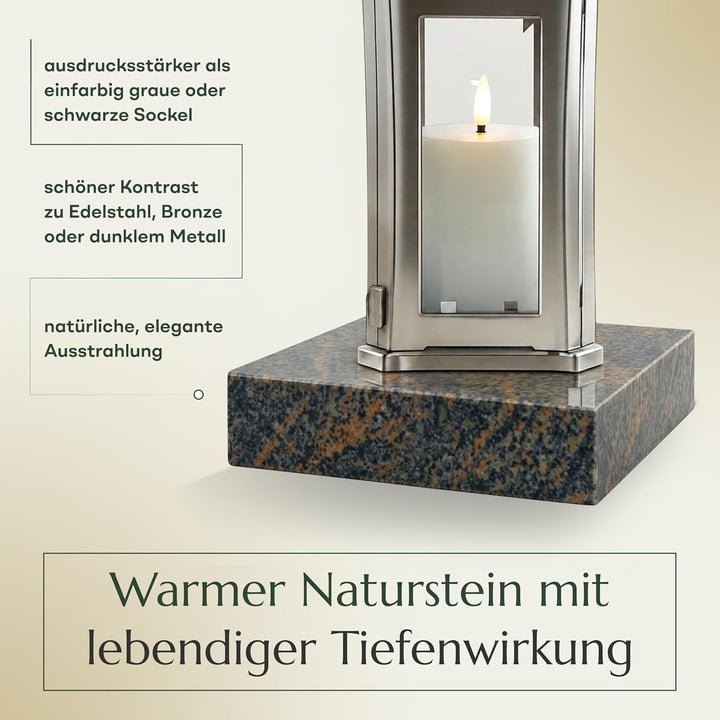 designgrab Lampen- und Vasensockel 20x20x5 cm, poliert, wetterfest, Lampen- und Vasensockel Gneis, G