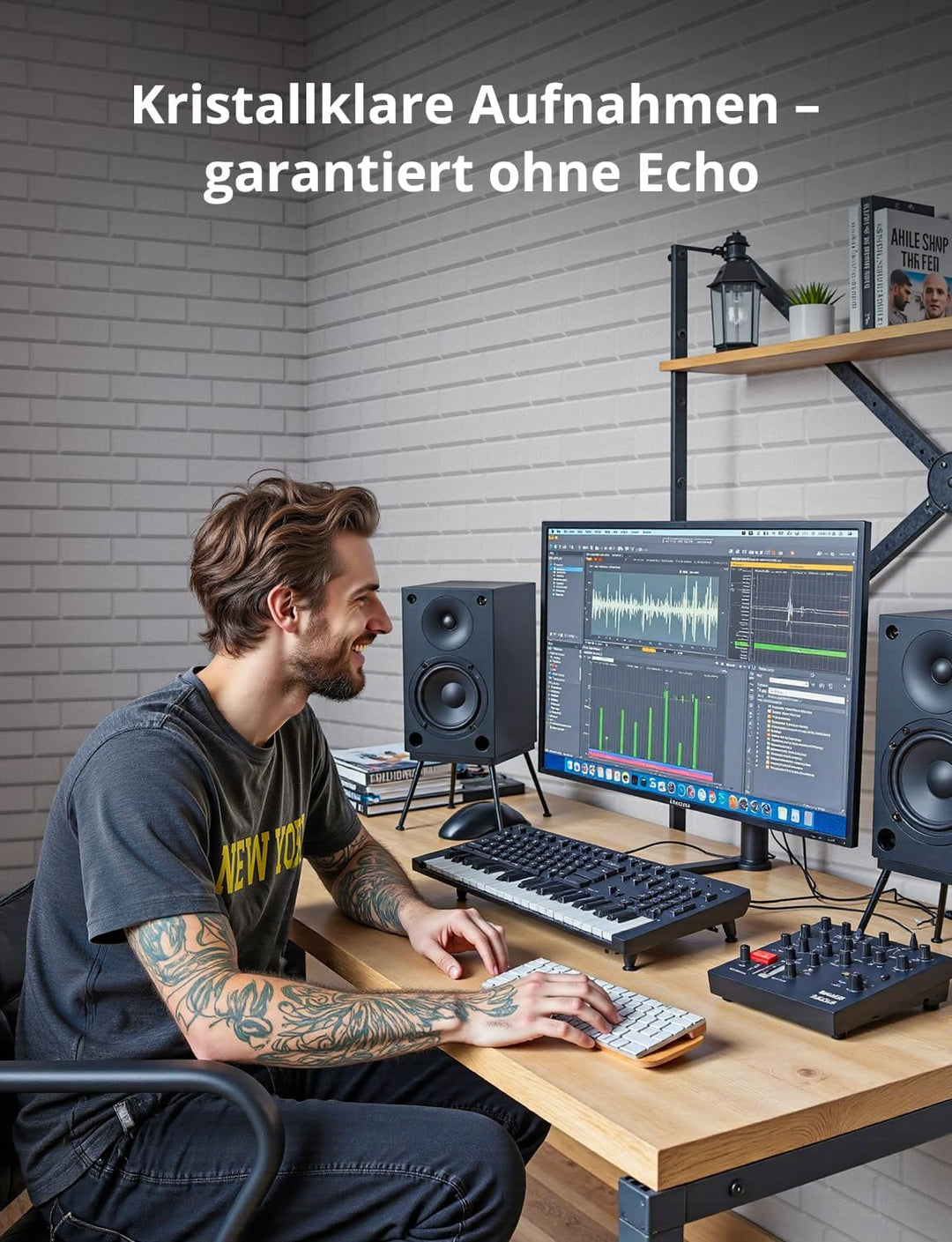 Akustikplatten Selbstklebend, 1,2cm Dicke, 10 Stück Schallabsorber für Wand, Tür, Decke, Acoustic Pa