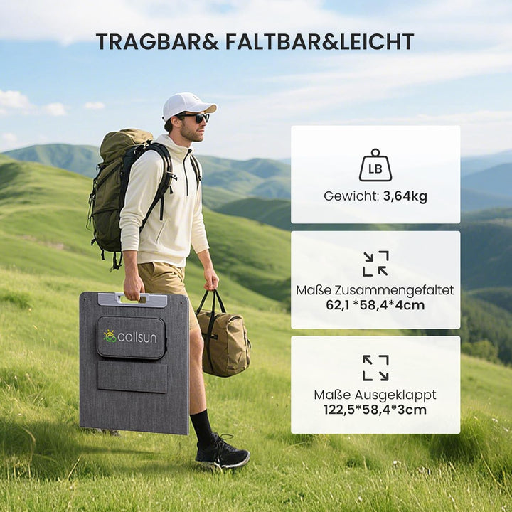 110W 19.8V Solarpanel Faltbar, N-Type 16BB Tragbares Monokristalline Solarmodule,USB-A (3.0) & USB-C
