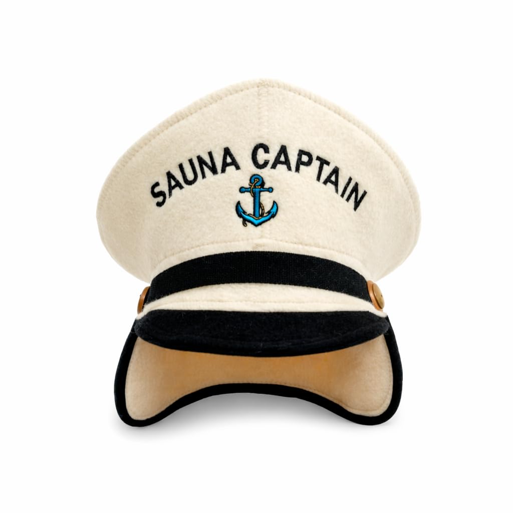 Natural Textile Saunahut 'Sauna Captain' White - 100% organische Wollfilzmützen - Schützen Sie Ihren
