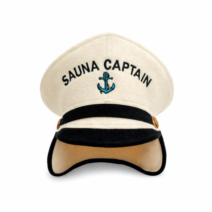 Natural Textile Saunahut 'Sauna Captain' White - 100% organische Wollfilzmützen - Schützen Sie Ihren