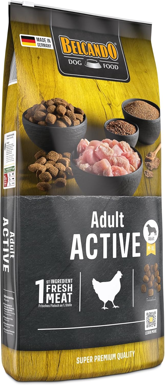 Belcando Adult Active [12,5 kg] Hundefutter | Trockenfutter für aktive Hunde &amp; Sporthunde | Alleinfu