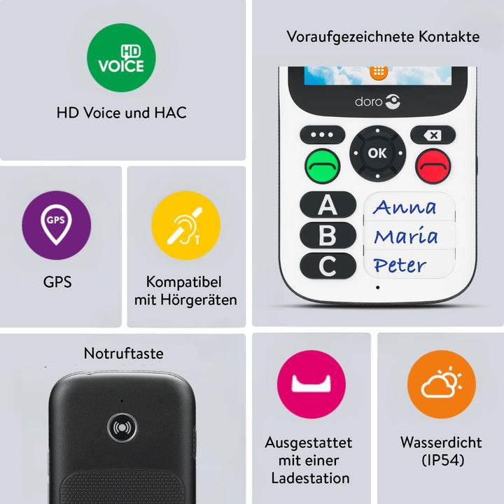 Doro 780X 4G GSM sehr einfache Bedienung mit nur DREI grossen Direktwahltasten, Bluetooth, Notruftas