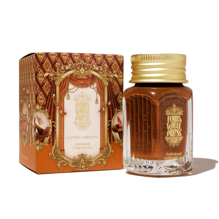 Ferris Wheel Press, Calligraphy Ink, Vivid deep amber with gold shimmer, 28ml Vivid deep amber with