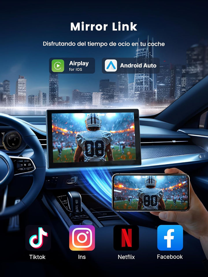 Carplay Display 9" - 4K-Dashcam & 1080P-Rückfahrkamera Drahtloses Tragbares für Apple Carplay & Andr