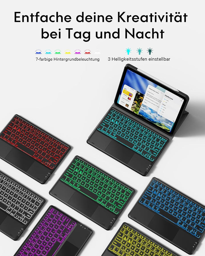 CHESONA Tastatur Hülle für iPad 11 (A16)/10. Gen, Air 11" M4/M3/M2, Air 5/4 | Abnehmbare Bluetooth-T