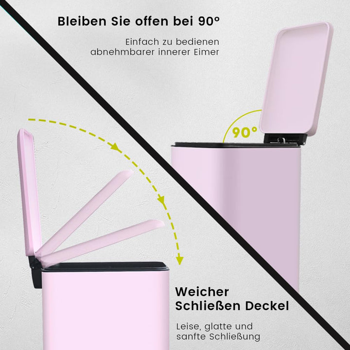 Mülleimer,10L Badezimmer Mülleimer,10 Liter Schmaler Abfalleimer mit Pedal,Treteimer Küche mit Innen