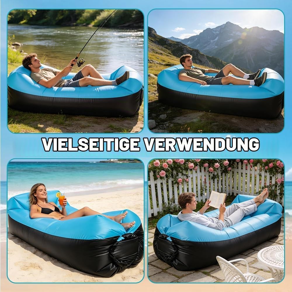 Aufblasbares Sofa, 230x70 cm Aufblasbare Liege, Wasserdichtes Camping Couch Aufblasbar, Tragbares Lu