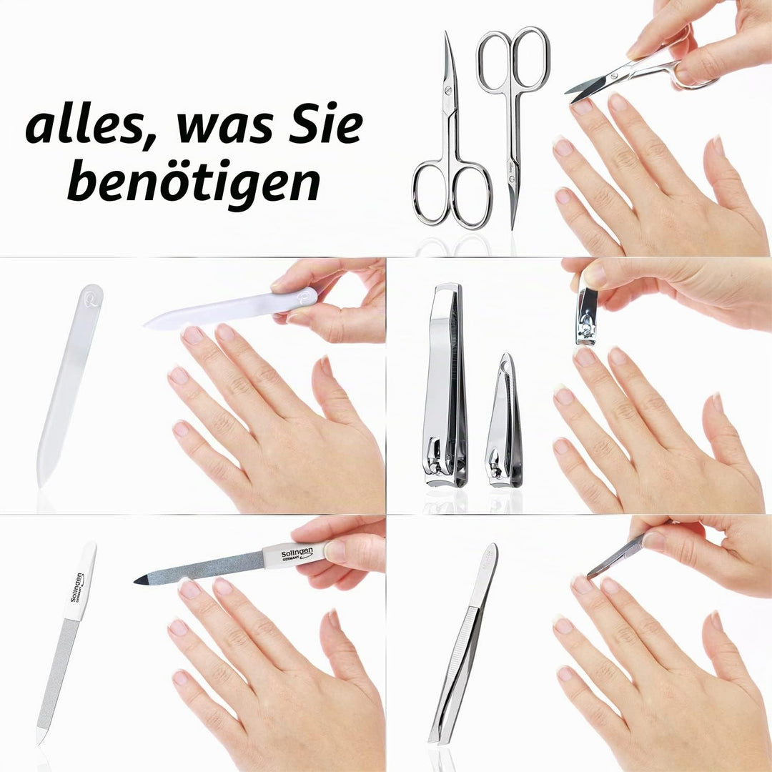 marQus Maniküre Set Damen und Herren Solingen Made in Germany 7 Teile mit patenierter Glasfeile für