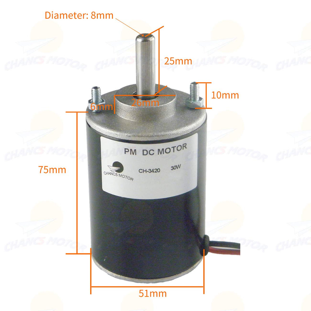 CHANCS Large Torque Gear Motor Motor Holder CH-3420 Electric Motor 12V DC Motor 3500RPM Minor Shaft