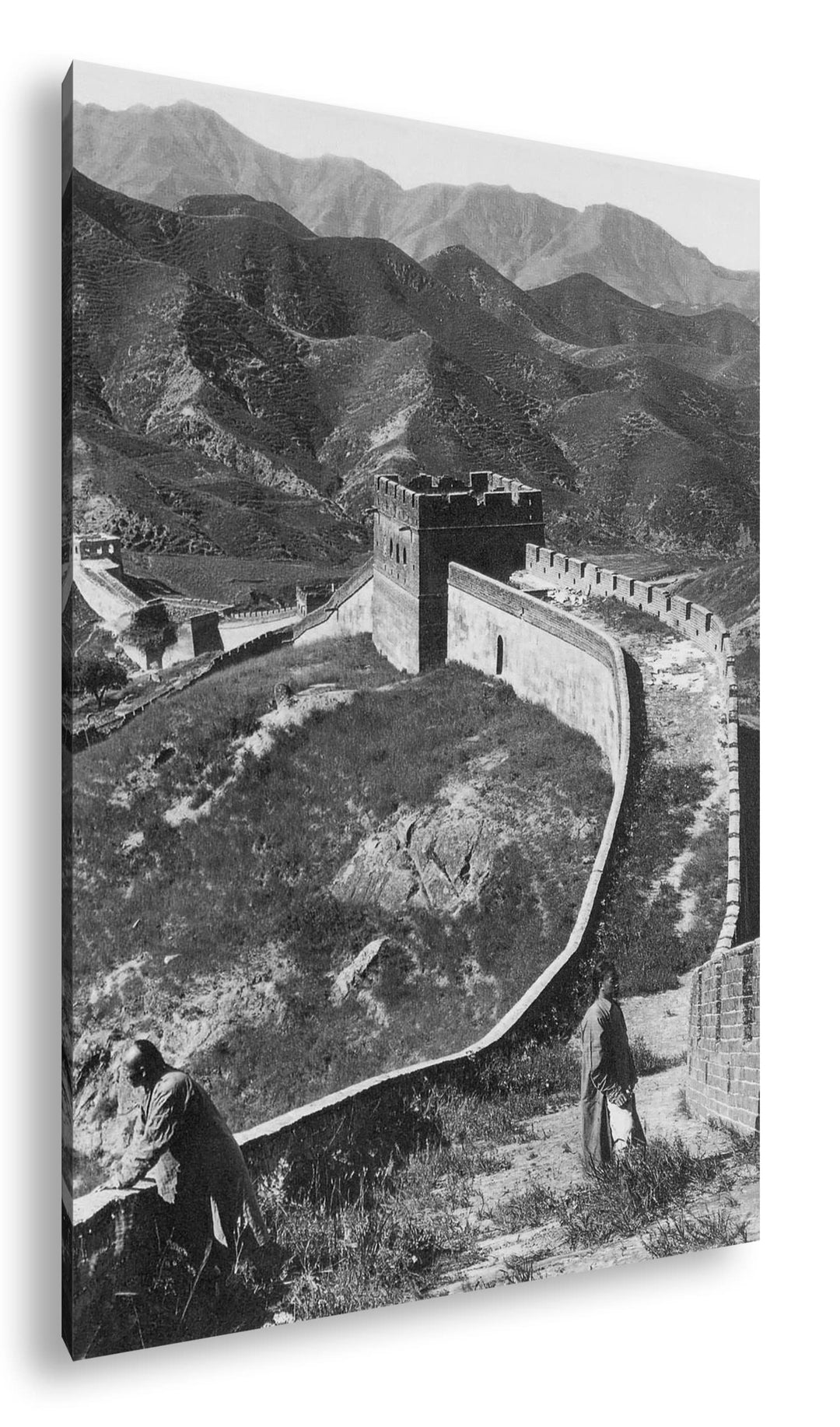 die Grosse Chinesische Mauer Format: 80x60 Effekt: Schwarz&Weiss als Leinwandbild, Motiv fertig gera