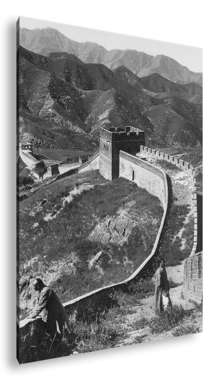die Grosse Chinesische Mauer Format: 80x60 Effekt: Schwarz&Weiss als Leinwandbild, Motiv fertig gera