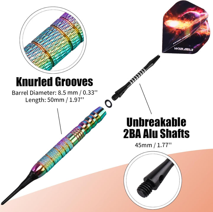 WIN.MAX Dartpfeile mit kunststoffspitze für elektronische dartscheibe 12 Stück Soft Darts Pfeile Set