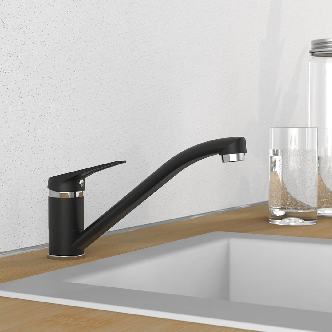 EISL Spültischarmatur SPEED, Wasserhahn Küche Chrom/Schwarz, Einhebelmischer Küche 360° schwenkbar i
