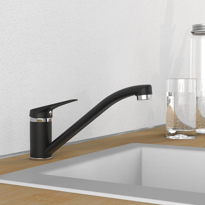 EISL Spültischarmatur SPEED, Wasserhahn Küche Chrom/Schwarz, Einhebelmischer Küche 360° schwenkbar i