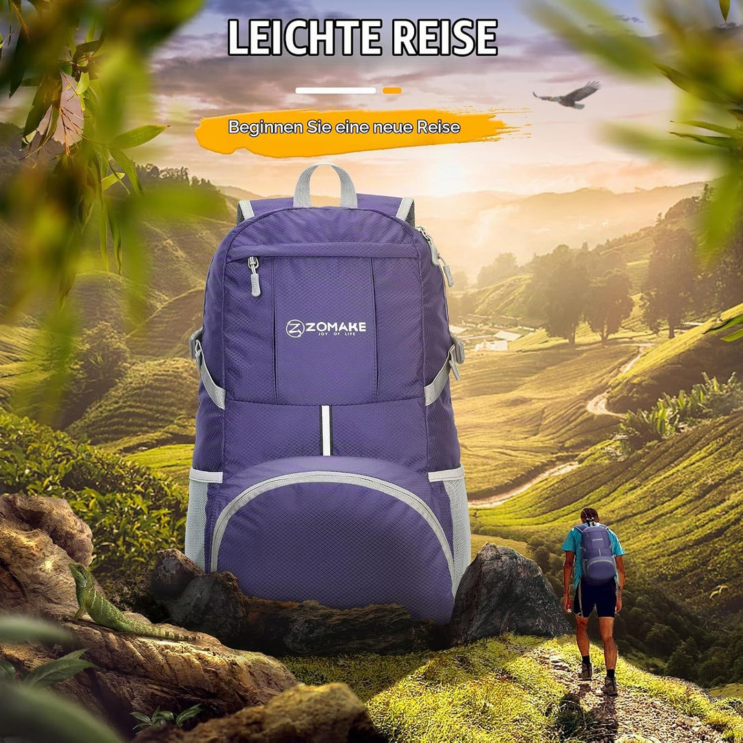 ZOMAKE 35 L Leicht Faltbarer Rucksack Packbare Backpacks, Kleiner Rucksäcke Wanderrucksack Wasserdic