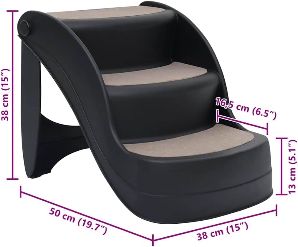 Hundetreppe 3 Stufen klappbar, Haustiertreppe für kleine und grosse Hunde &amp; Katzen, Einstiegshilfe f