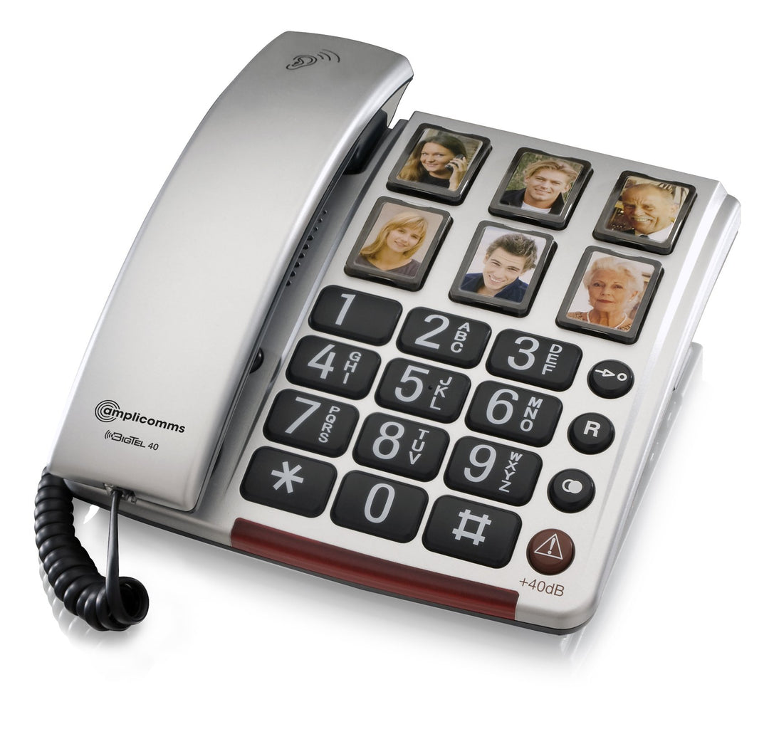 amplicomms BIGTel 40 plus, Grosstastentelefon, silber, Single