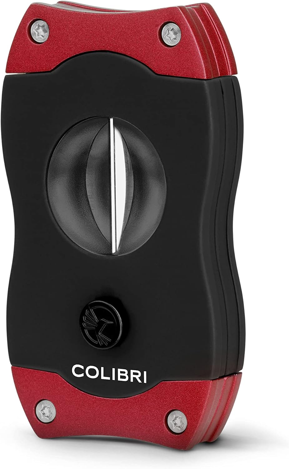 Colibri V-Cut Zigarrenschneider | Schwarz Mit Rotakzenten | Federauslöser | Tiefer 7mm V-Schnitt | B
