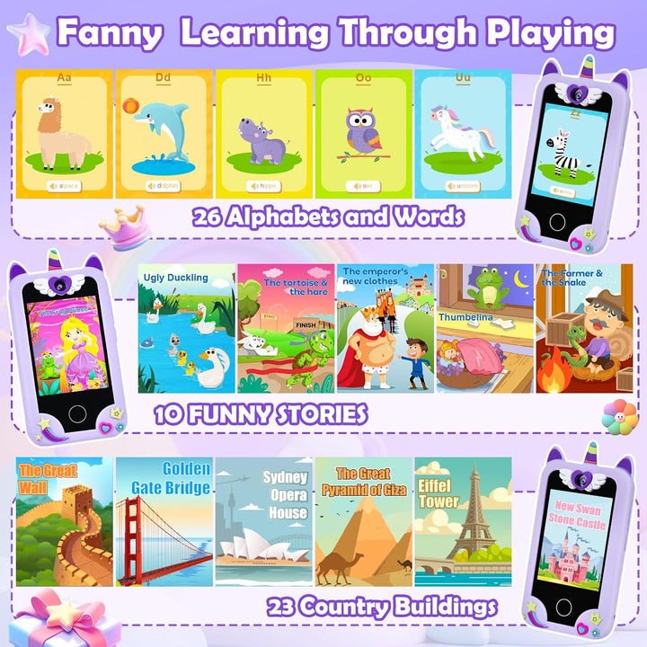 Kinder Handy, Kleinkind Einhorn Telefon Spielzeug für 3 4 5 6 7 8 Jahre alte Kinder, Handy Spielzeug