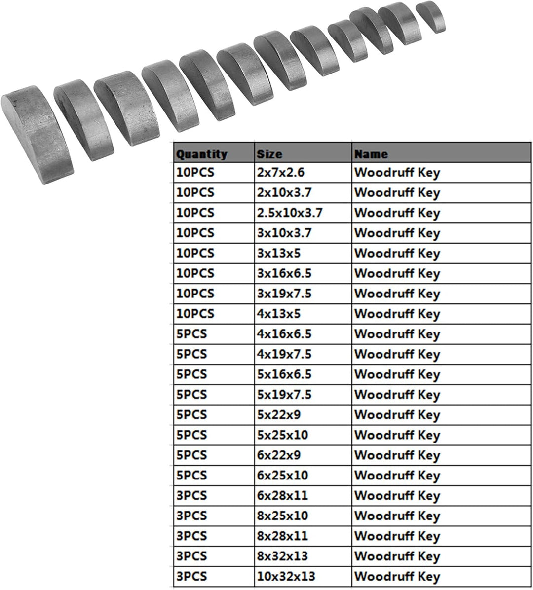 21 Arten von Scheibenfeder, 135-tlg. Scheibenfeder-Sortiment-Kit, Schwungrad-Riemenscheibe-Kurbelwel