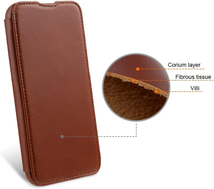 STILGUT Book Case kompatibel mit iPhone 14 Pro Max (6.7“) Hülle aus Leder zum Klappen, Klapphülle, H