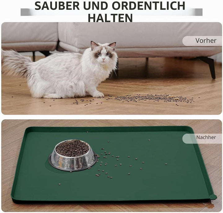 Silikon-Futtermatten für Haustiere - wasserdichte Hunde- und Katzenplatzmatten mit erhöhten Rändern