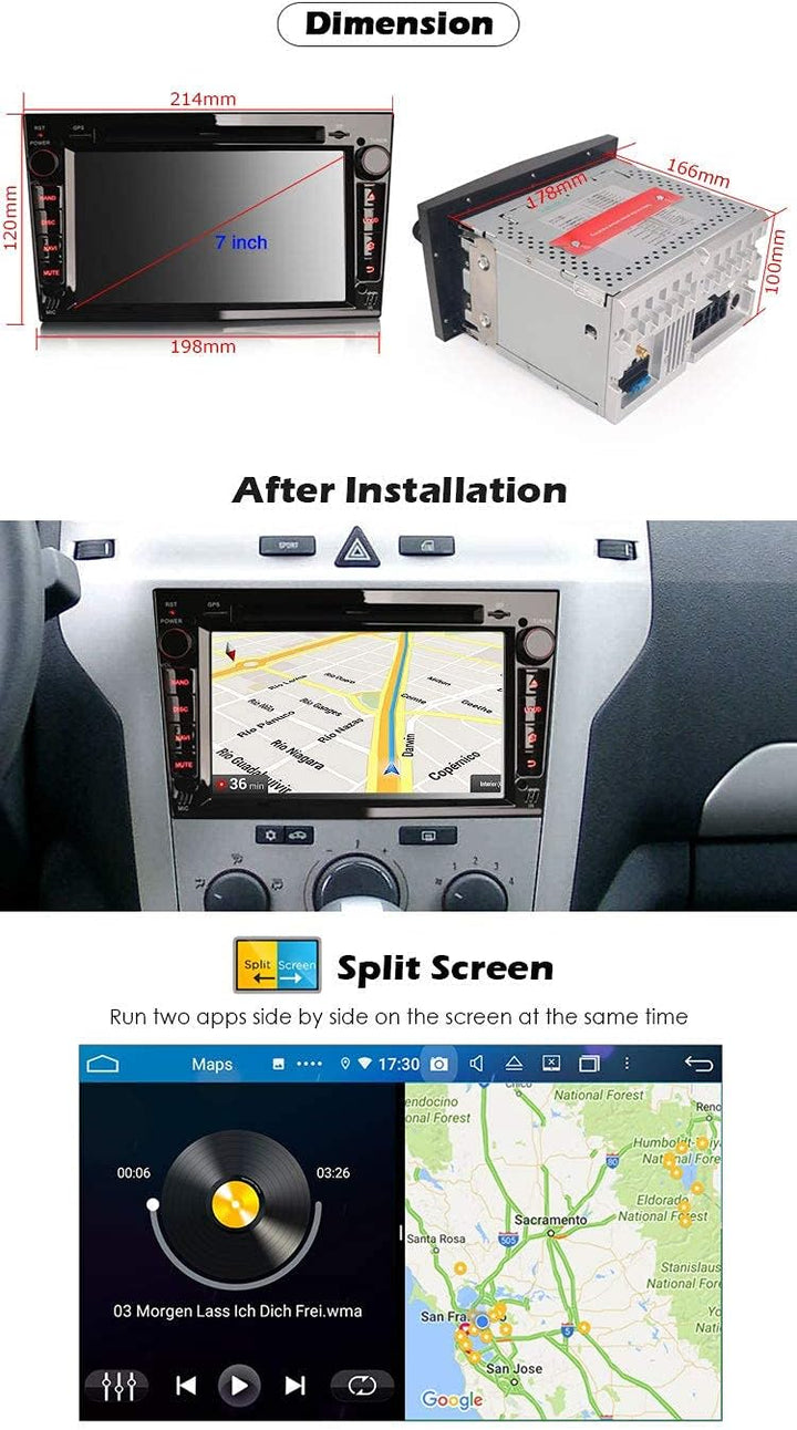 Erisin 7" Android 11.0 Autoradio mit Navi GPS für Opel Antara Astra Corsa C/D Meriva Signum Vivaro Z