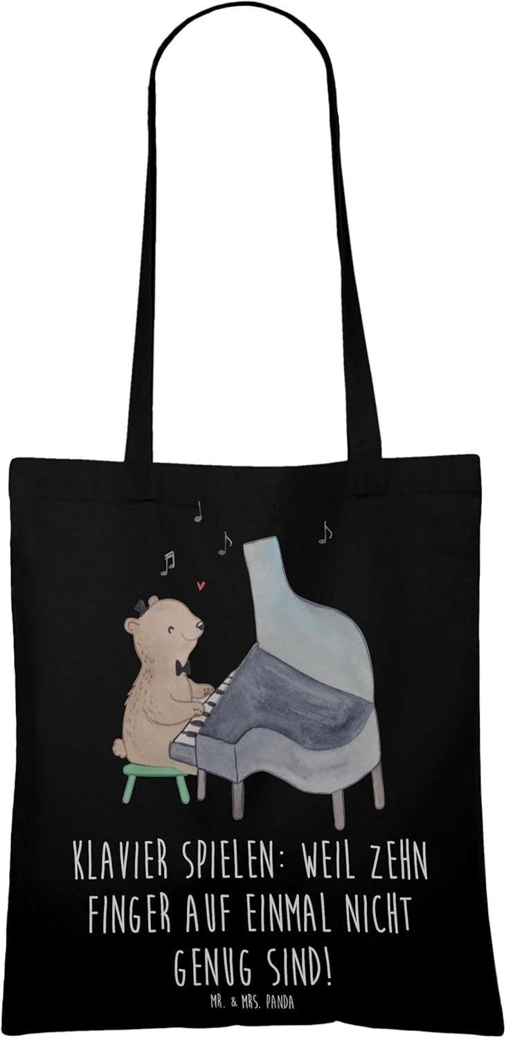 Mr. & Mrs. Panda Shopping Tasche Klavier Magie - Geschenk, Tasteninstrument, Lernen, Elfenbeintasten