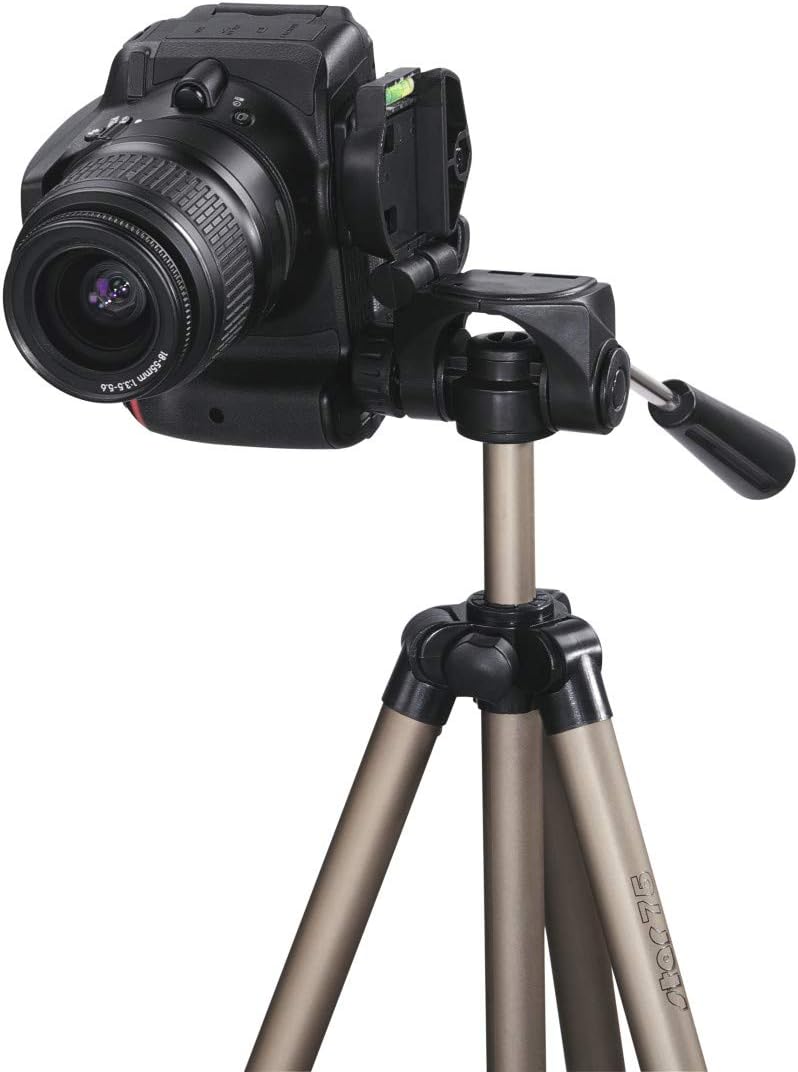 Hama Leichtes Einsteiger-Dreibeinstativ mit 3-Wege-Kopf, Star 75 125-3D, Champagner 42 - 125 cm Sing