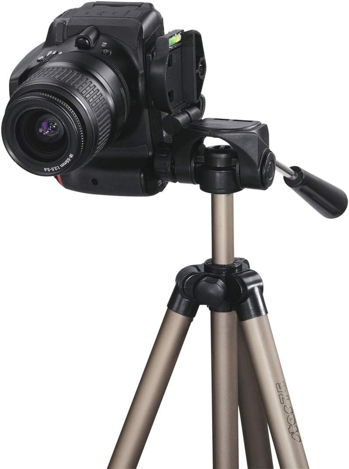 Hama Leichtes Einsteiger-Dreibeinstativ mit 3-Wege-Kopf, Star 75 125-3D, Champagner 42 - 125 cm Sing