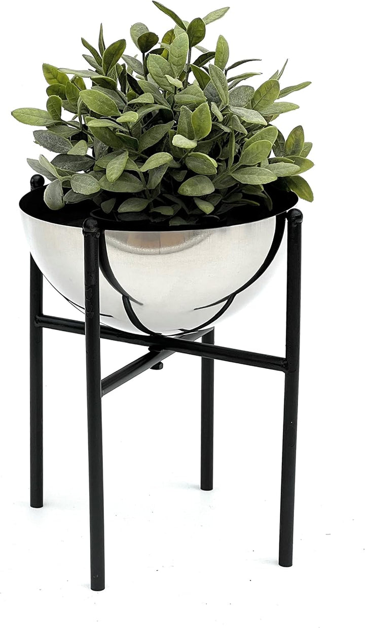 DanDiBo Blumenhocker Metall mit Topf Schwarz Silber 25-45 cm Blumenständer 96257 Blumensäule Modern