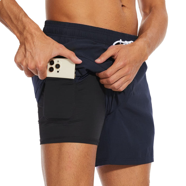 Arcweg Badehose für Herren Badeshorts mit Kompression Liner 2 in 1 Schnelltrocknend Strandhose Männe