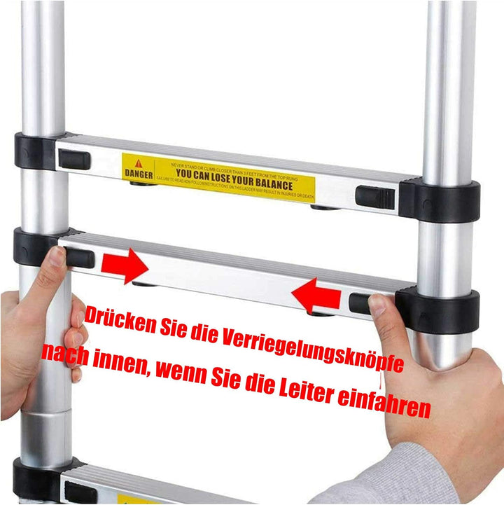 Mehrzweckleiter 2,6m Teleskopleiter Alu-Klappleiter Rutschfester Ausziehbare Robust Stehleiter 150 k