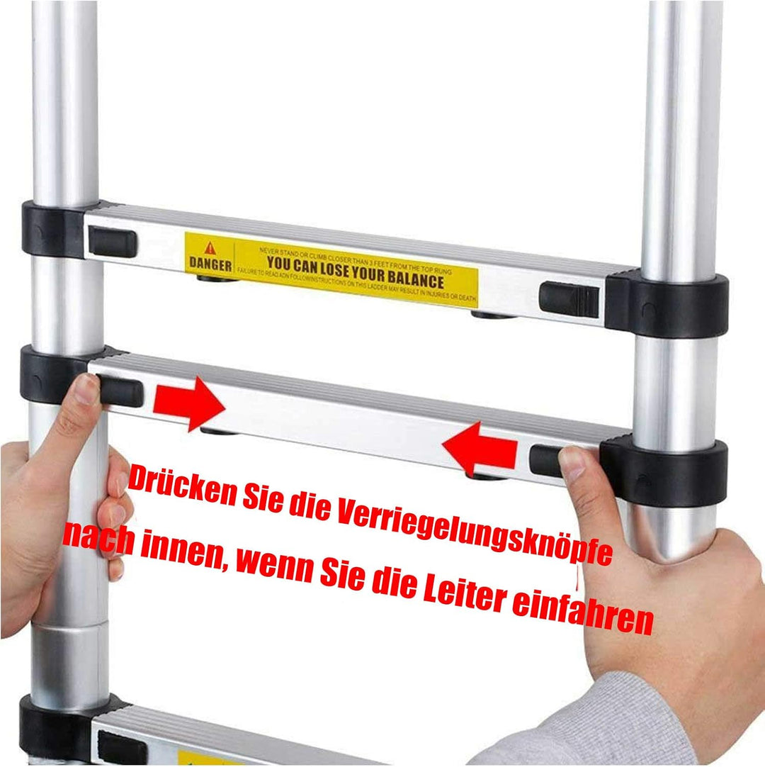 5m (2,5+2,5) Aluminium Mehrzweckleiter Teleskopleiter Ausziehbar Leiter Klappleiter Anti-Rutsch Stuf
