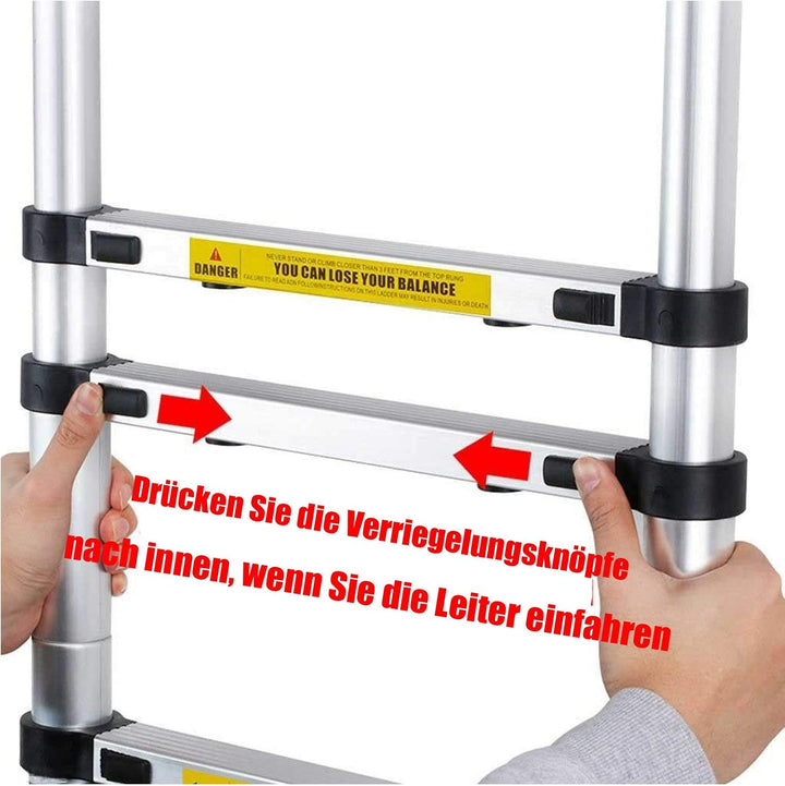 Mehrzweckleiter 3,8m Teleskopleiter Alu-Klappleiter Rutschfester Ausziehbare Robust Stehleiter 150 k