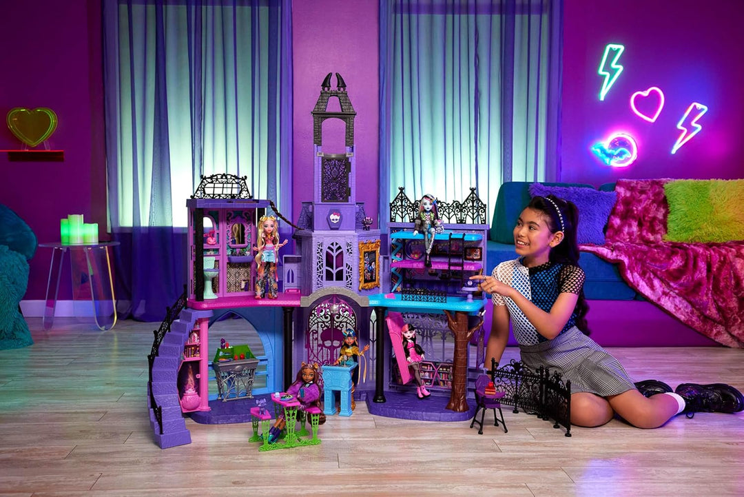 Monster High-Puppenhaus, Haunted High School-Spielset mit 7 Spielbereichen und 35+ Teilen zum Geschi