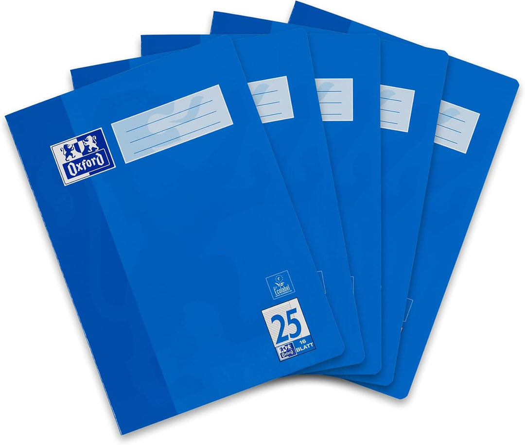 Landre Schulheft A4, kariert, Lineatur 28, 32 Blatt, schwarz, 5 Stück & Oxford Schulheft A4, liniert