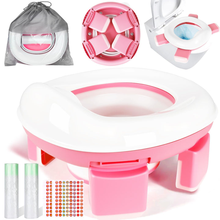 Toilettensitz Kinder,Töpfchen Training Sitze,Töpfchen für Unterwegs,Reisetöpfchen mit 20 Stück Töpfc