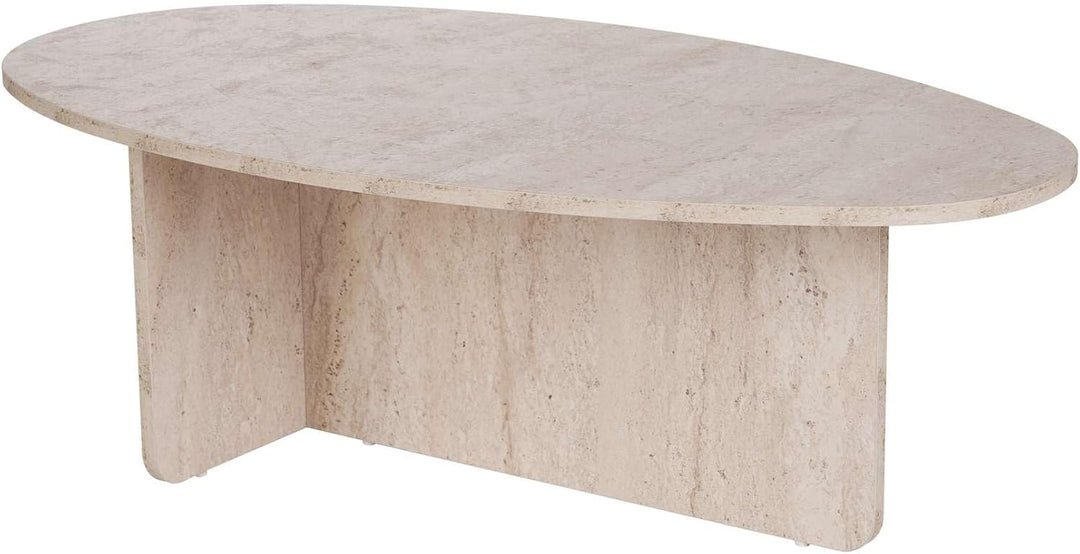 Stilvoller Couchtisch, Travertine-Farbe, 120 x 40 x 65 cm | 100% melaminbeschichtete Spanplatte, 18
