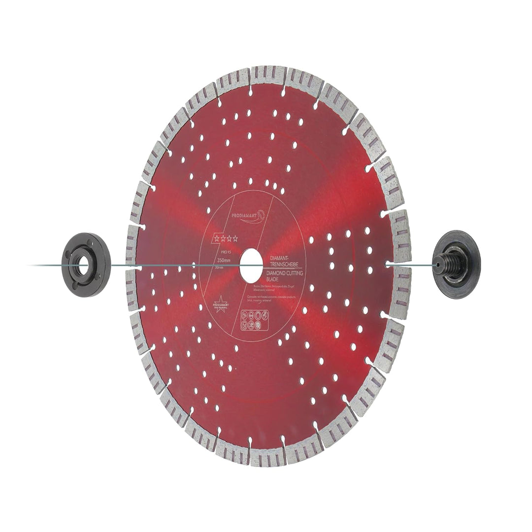 PRODIAMANT Turbo Diamant-Trennscheibe Beton 350mm x 30 mm Segmenthöhe 15mm 350/30mm, 350/30mm