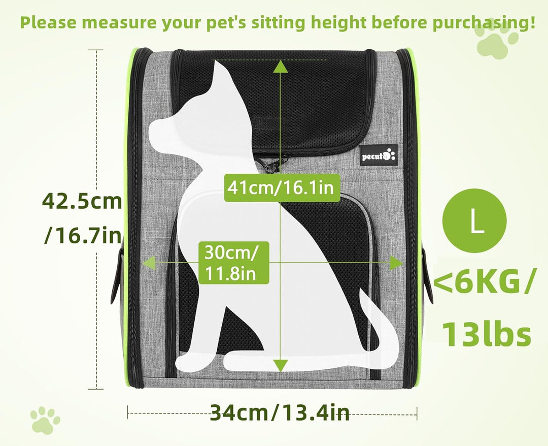 pecute Hunderucksack, Erweiterbar Faltbar, Katzenrucksack Grosse Katzen mit Anti-offener Reissversch