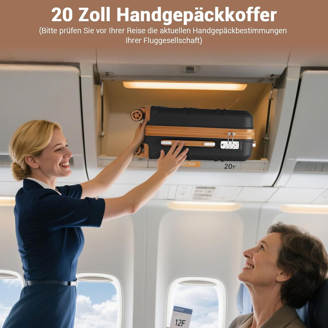 KONO Koffer Trolley Reisekoffer aus ABS+PC – Leichter Hartschalenkoffer mit 4 Zwillingsrollen und TS
