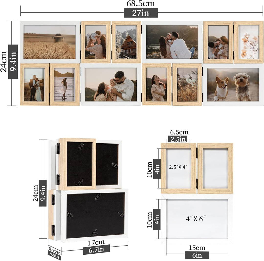 SUMGAR Bilderrahmen Collage Holz Weiss Mehrere 10x15 Fotorahmen Tischrahmen Wandrahmen mit HD Glas M
