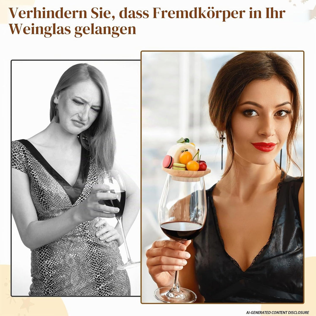 6 Stück Weinglas Charcuterie Topper, Charcuterie Brett Topper, Weinglas Topper Holz, Wein Vorspeisen