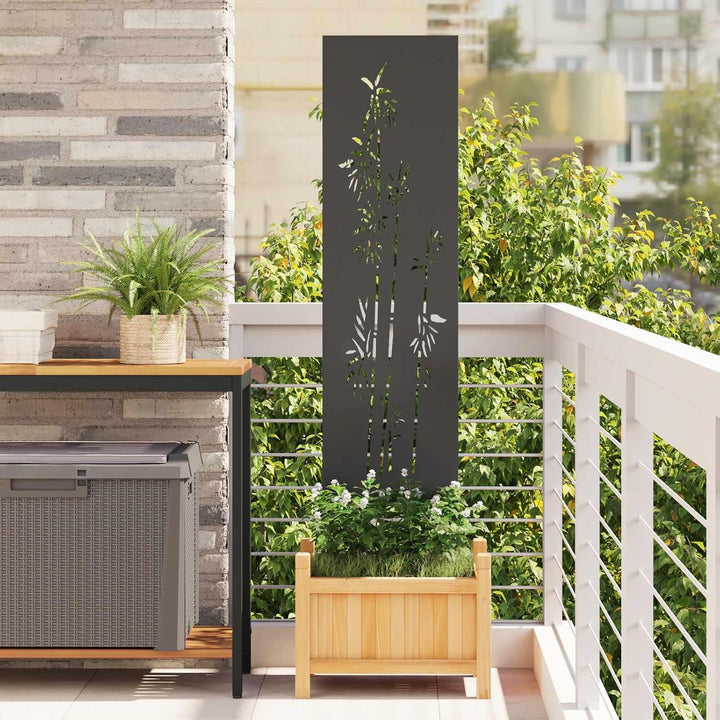 vidaXL Garten Sichtschutz-Leinwand Floral Schwarz 32 x 140 cm, Garten und Terrasse, Rechteckig, Mode