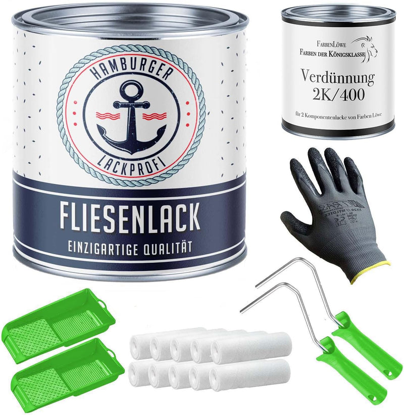 Fliesenlack GLÄNZEND Gelbgrau RAL 7034 Grau Fliesenfarbe für Bodenfliesen & Wandfliesen mit Lackier-